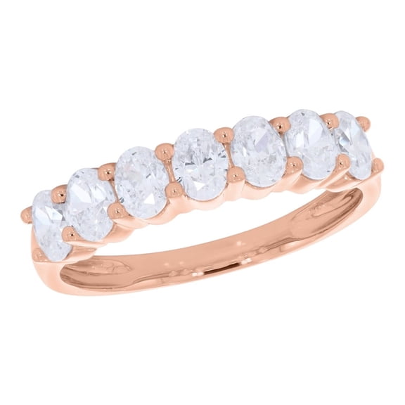 KEEVA JEWELS 1.12 Carat Oval MoissaniteDiamond Eternity Wedding Band for Women Made in 18K Rose Gold Plated Silver Size 8