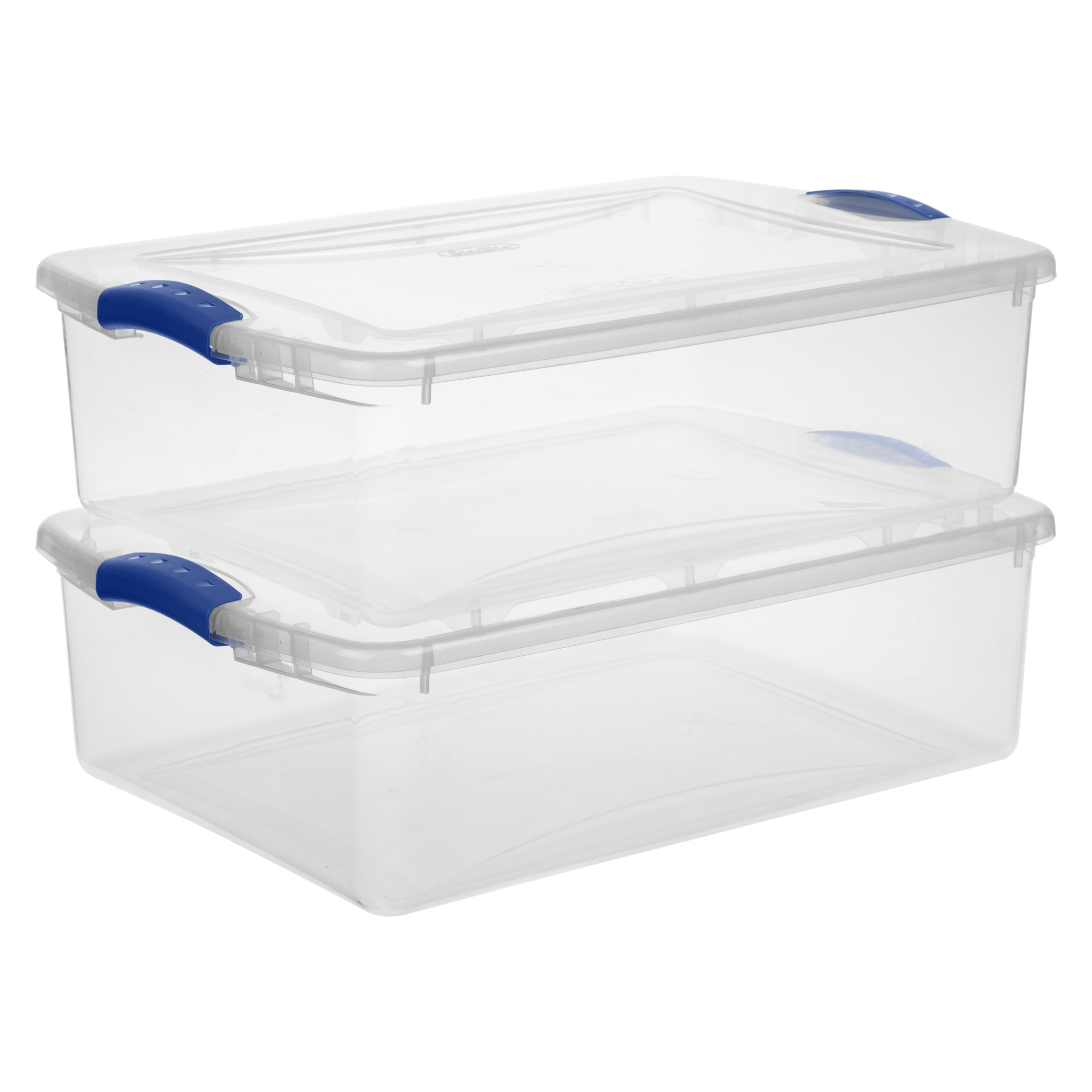 Sterilite 32 Quart Latching Storage Bin, Clear with Blue Latch (6-Pack) photo 7