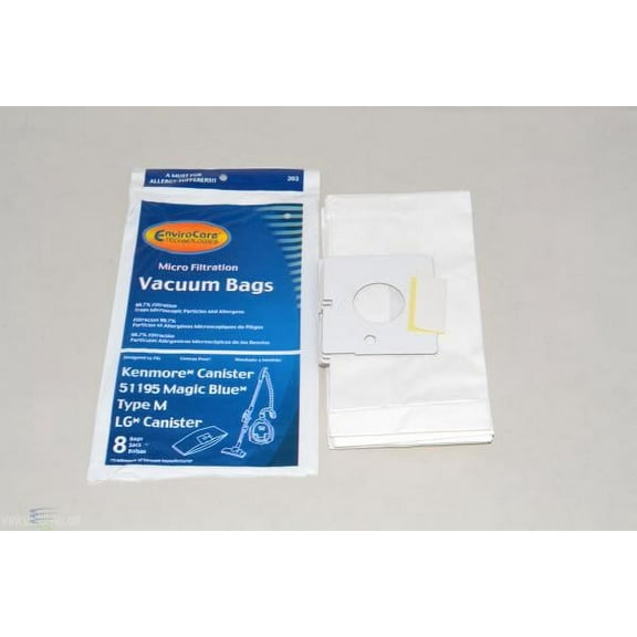 Kenmore Type M Canister Vacuum Cleaner Bags for Kenmore Select Magic Blue (8 Pack)