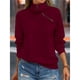 thumbnail image 4 of Sudadera con Cremallera para Mujer, Cuello Alto, Larga, Informal, Holgada, Tops Vino Tinto M, 4 of 7