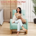 thumbnail image 2 of Glider Rocking Chair Nursery Comfy Accent Chair with High Backrest Upholstered Living Room Chairs with Side Pocket Armchair Reading Chair for Bedroom Nursery Office, Green, 2 of 7