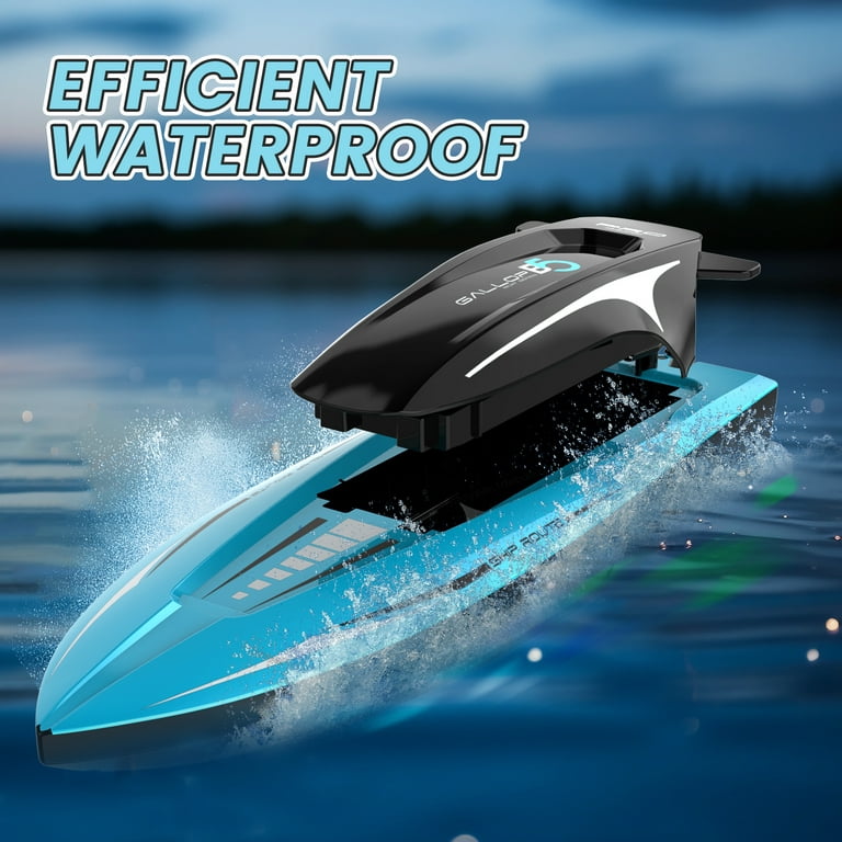Joystone RC Boat with LED Light for Kids and Adults, 20 KM/H Fast RC Boat for Pool and Lake, 2.4GHz Remote Control Boats with 2 Rechargeable Batteries