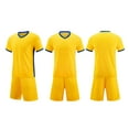 thumbnail image 1 of Conjuntos de blusas y camisas de manga corta con cuello en V. Conjunto de traje de fútbol de color sólido para niños para juegos deportivos universitarios, partidos de rendimiento, uniformes de entren, 1 of 5