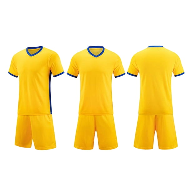 Conjuntos de blusas y camisas de manga corta con cuello en V. Conjunto de traje de fútbol de color sólido para niños para juegos deportivos universitarios, partidos de rendimiento, uniformes de entren