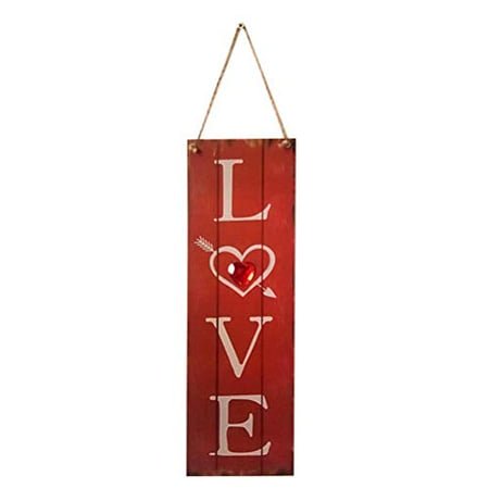 FRECI Plaque Suspendue Cœur en Bois pour Saint-Valentin Mariage Chambre Salon Salle à Manger - Rouge