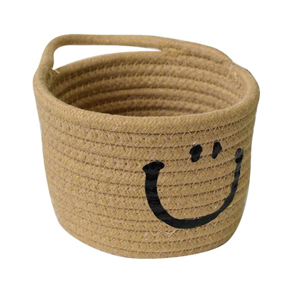 Cesta plegable de cuerda de algodón tejida a mano - Pequeña solución de almacenamiento para uso doméstico (marrón amarillento)