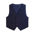 thumbnail image 2 of GiLiling Boys Pinstripe Suit Vest Blazer Lapel Formal Waistcoat Kids Button Striped Vest with Pocket Square for Wedding (Blue, 5-6 Years), 2 of 4