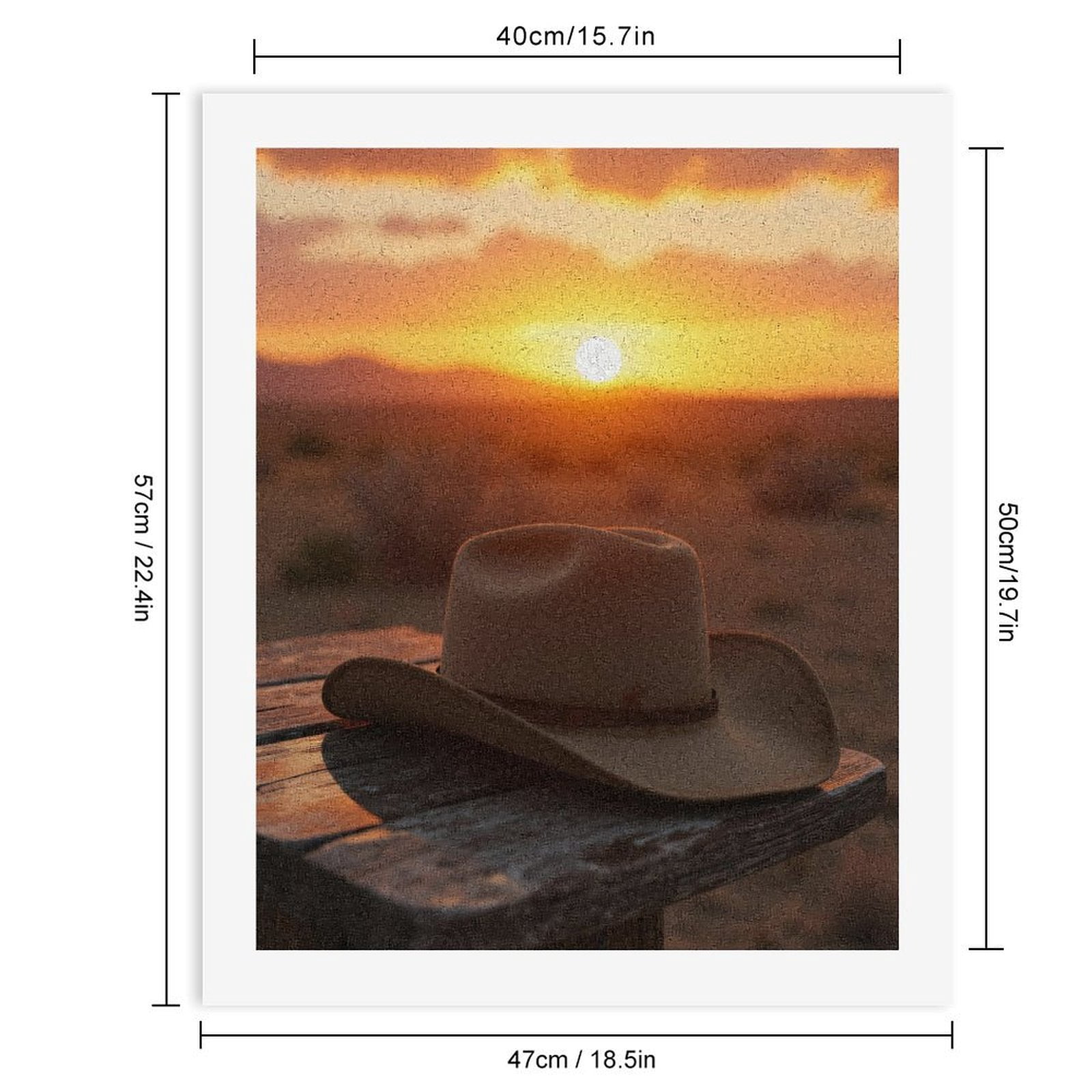 Paint By Numbers Kit for Adults Beginner - Western Sunset Cowboy Hat Desert DIY Canvas Painting Kits for Adults, Frameless Paint By Number for Adults for Home Wall Decor 16x20 Inch