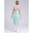 thumbnail image 5 of Sinleey Kids Girls Ballet Modern Lyrical Dance Dress Asymmetrical Hem Leotard Tutu Skirt Figure Ice Skating Dress Light Blue 6, 5 of 7
