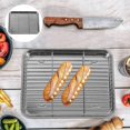 thumbnail image 3 of 2 Pieces/Set Rectangular Baking Tray Stainless Steel Baking Pan Sheet with Removable Cooling Rack - 26x20x2.5cm, 3 of 3
