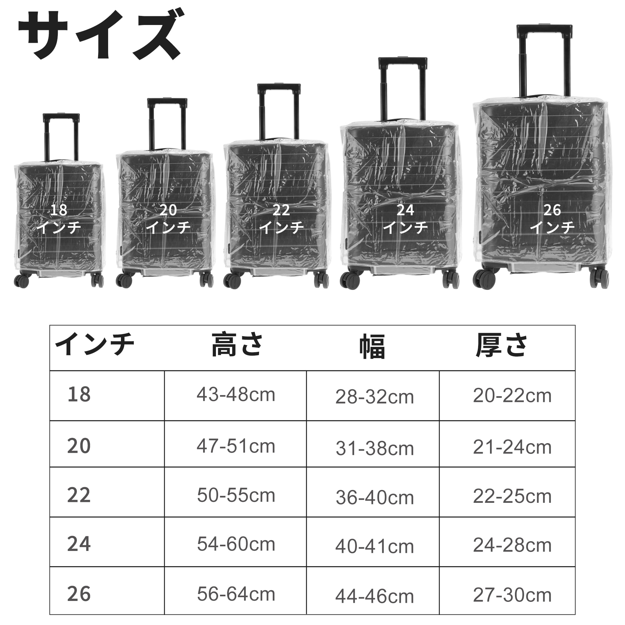 Unique Bargains Luggage Cover Protectors Transparent Sleeve Waterproof Clear Clear 18"