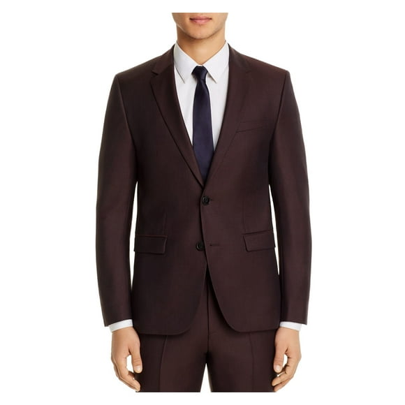 HUGO Mens Astian Burgundy Single Breasted, Extra Slim Fit Wool Blend Suit Separate Blazer Jacket 36R