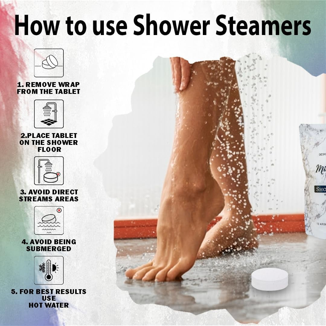 Organic Shower Steamers for Women – Shower Vapor Tablets & Shower Bombs Aromatherapy – 12-Pack Self Care Gifts for Her