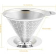 thumbnail image 4 of FOXAS Pour Over Coffee Dripper Filter, Reusable Stainless Steel Metal Pour Over Coffee Maker Cone,Paperless Permanent Coffee Strainer,Coffee Mesh Filters for 1-4 Cup with Base and Cleaning Brush, 4 of 8