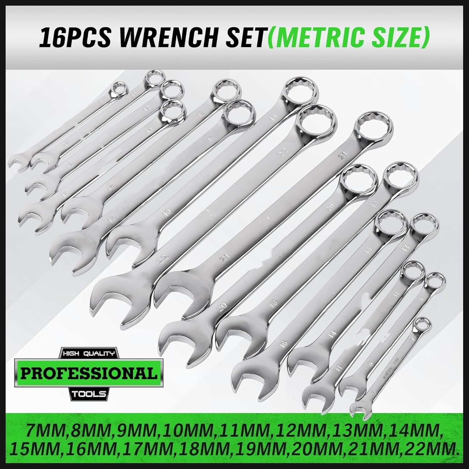 32-Piece Combination Wrench Set, SAE and Metric