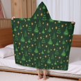 thumbnail image 5 of Dark Green Christmas Tree and Star Pattern Hooded Bath Towel，60"x35" for Ages 3 To 12 Kids, Quick Dry Lightweight Soft Microfiber Hood Beach Towel Cover Up for Kids, 5 of 7