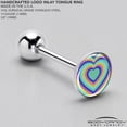 thumbnail image 4 of Body Candy 14G Women 316L Stainless Steel Rainbow Retro Heart Mens Barbell Tongue Ring Body Piercing Jewelry 5/8”, 4 of 8