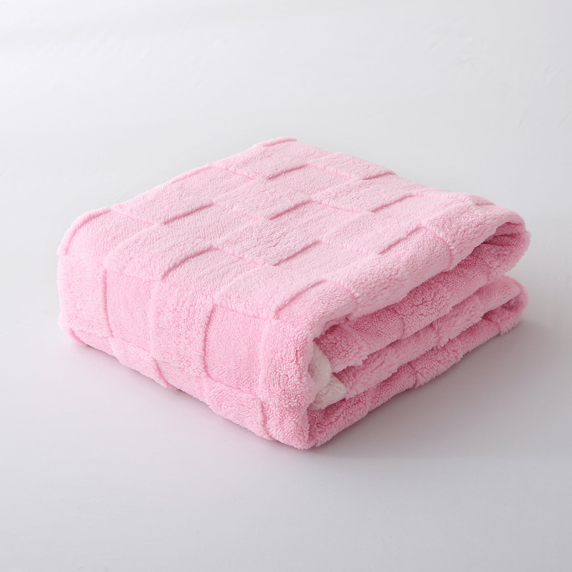 Fleece Twin Size Blanket for Sofa Pink - Soft Lightweight Plush Cozy Fuzzy Checkered Warm Winter Blanket Microfiber, 60x80 inches