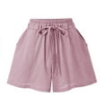 thumbnail image 1 of Womens Summer Lightweight Cotton Linen Shorts Casual Plus Size Lounge Pajamas Bottom Short Pants with Pockets Drawstring, 1 of 4