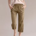 thumbnail image 2 of FAOWME Kids Comfortable High Waisted Wide Leg Pants Drawstring Elastic Trousers Comfy Straight Leg Long Pants With Pockets Khaki 6-7 Years, 2 of 5