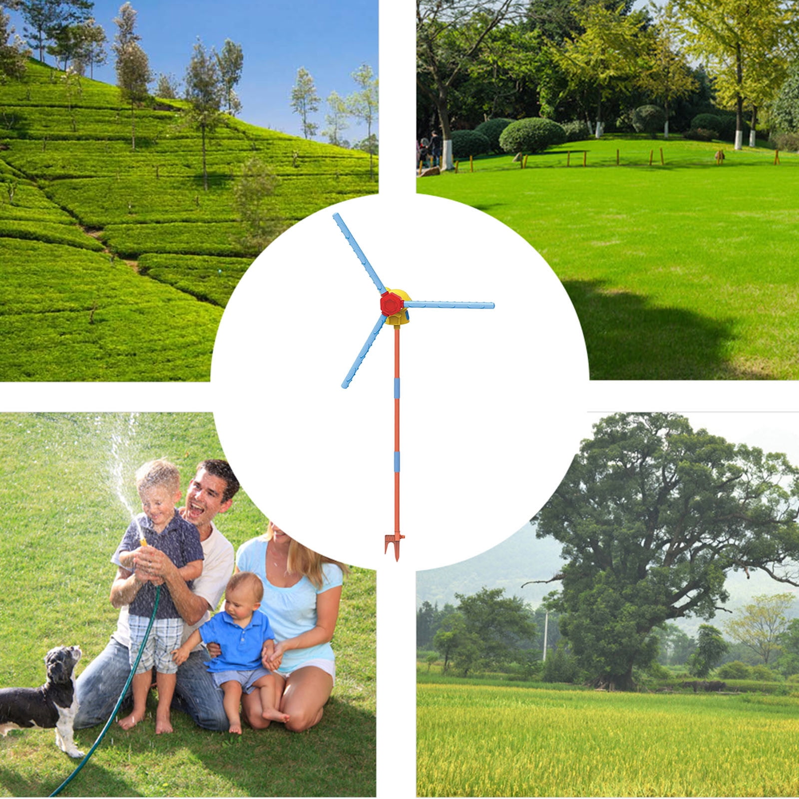RITIER Rotating Windmill Sprinkler for Lawn, Sprinklers for Yard with 36 Spray Holes, Summer Backyard Fun for Family, Durable Lawn Sprayer
