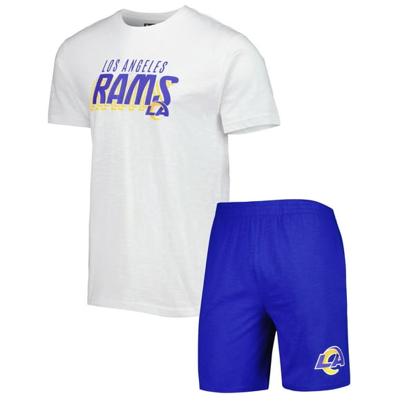 Men's Concepts Sport Royal/White Los Angeles Rams Downfield Top & Shorts Sleep Set