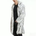 thumbnail image 6 of KBKYBUYZ Men's Faux Fox Fur Coat Turn-Down Collar Long Winter Jacket Gray XXXL, 6 of 7