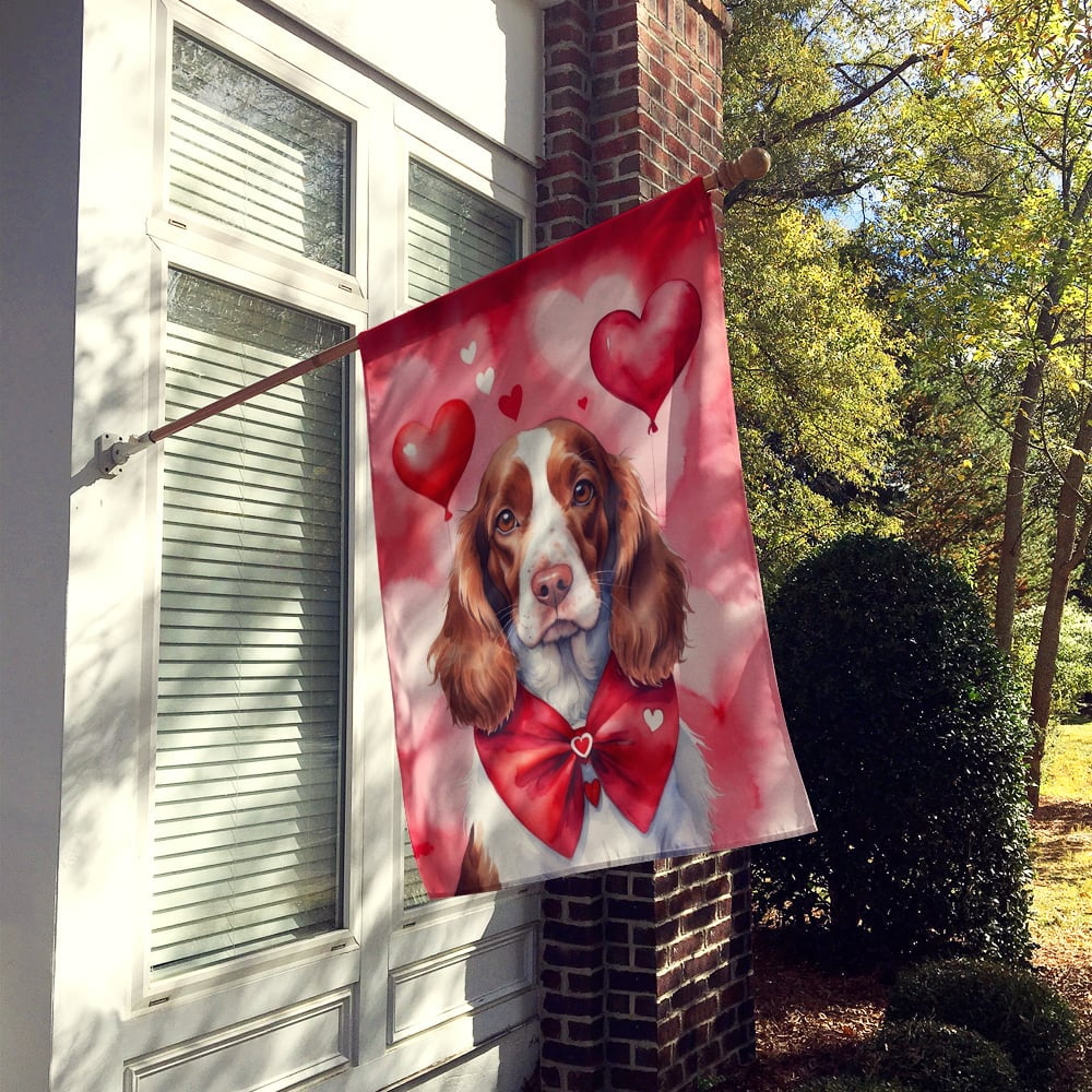 Welsh Springer Spaniel My Valentine House Flag 28 in x 40 in
