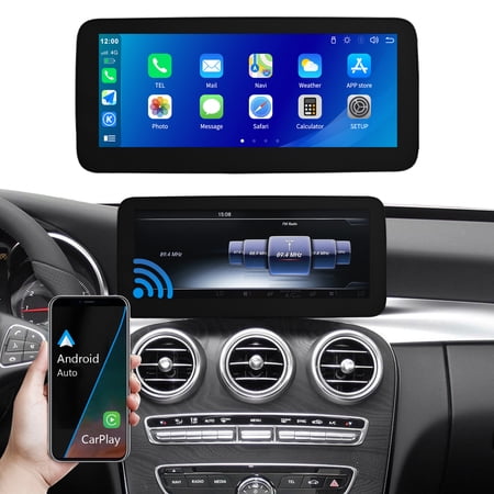10.25 Inch Car Screen Wireless Carplay Screen for Mercedes-Benz C Class W205 GLC V Class W447 2015-2019 with NTG5.0 System Support Bluetooth/Mirrorlink/Siri/Andriod Auto