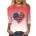 thumbnail image 1 of EQWLJWE Blouses à Manches Longues pour Femmes Hauts pour Femmes Liquidation Mode Féminine Décontractée Col Rond Couture Couleur Contrastante T-shirt Blouse à Manches 3/4, 1 of 4
