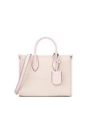 Michael Kors Adult Saffiano Leather Chain Zip Crossbody Handbag Vanilla Powder Blush