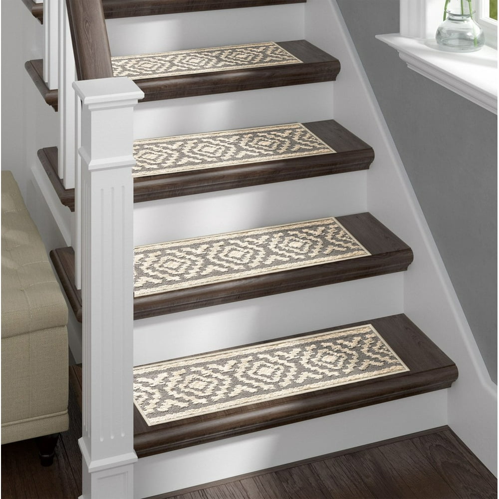 The Sofia Rugs ,Modern Carpet Stair Treads,Geometric, 13x(9"x28") ,White Aura,[100