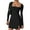 Black, variant on Women Summer Square Neck Bodice Dress Black XL