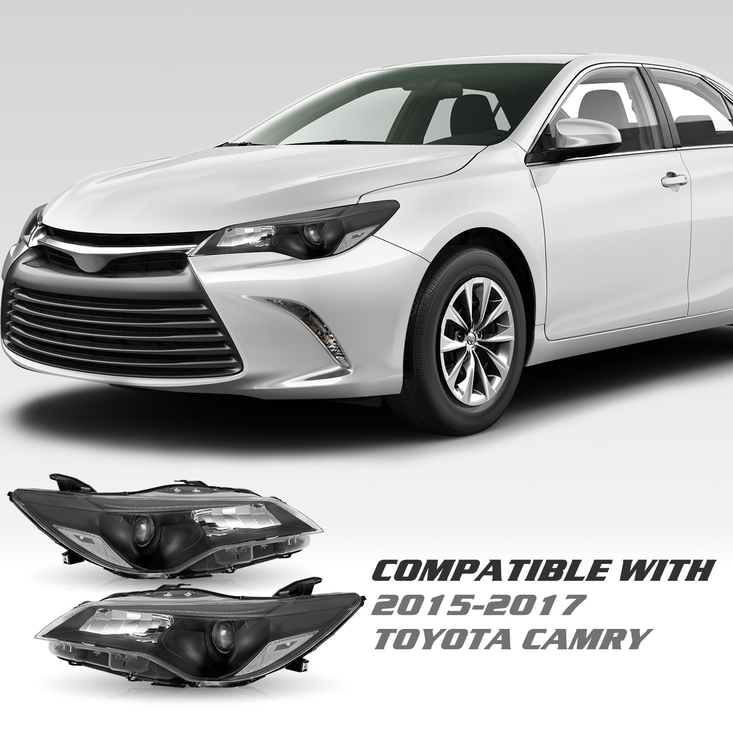 For 2015 2016 2017 Toyota Camry Projector Headlights Assembly Pair