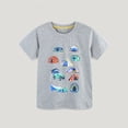 thumbnail image 2 of shoper Boys Shirt Crew Neck Cartoon Print Short Sleeve Soft Cotton T-Shirts Soft Back To School Shirt School Clothes for Boys Grey 3Y, 2 of 6