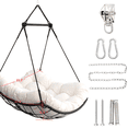 thumbnail image 6 of Hammock Chair Swing with Cushion - Outdoor Indoor Hanging Hammock Chair for Patio, Porch, Bedroom, Garden, Courtyard, Balcony - Sturdy Steel Bar with Anti-Slip Safety Rings, BLUE, 6 of 7