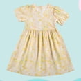 thumbnail image 5 of Girls Cute Summer Dresses Kids Puff Sleeve Going out Floral Dress Casual Cotton Airport Trendy Outfits Yellow, 14 Years, 5 of 5