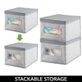 thumbnail image 3 of mDesign Large Fabric Closet Storage Box with Front Window/Lid, 6 Pack, Gray, 3 of 8