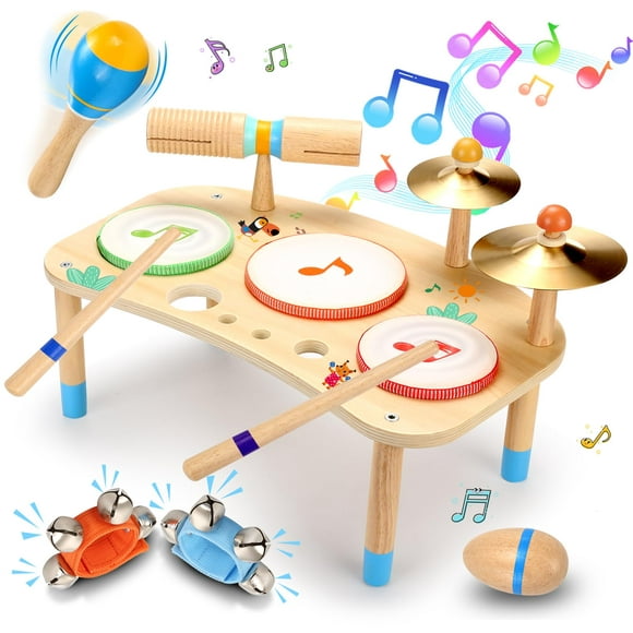 OATHX Kids Drum Set, 11 in 1 Musical Instruments for Toddlers Educational Learning Preschool Toys for Boys 1-6 Years