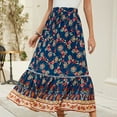 thumbnail image 5 of Womens Maxi Skirt 2025 Casual Flowy Elastic High Waist Long Skirts with Pockets Summer Beach Style Dark Blue S, 5 of 7