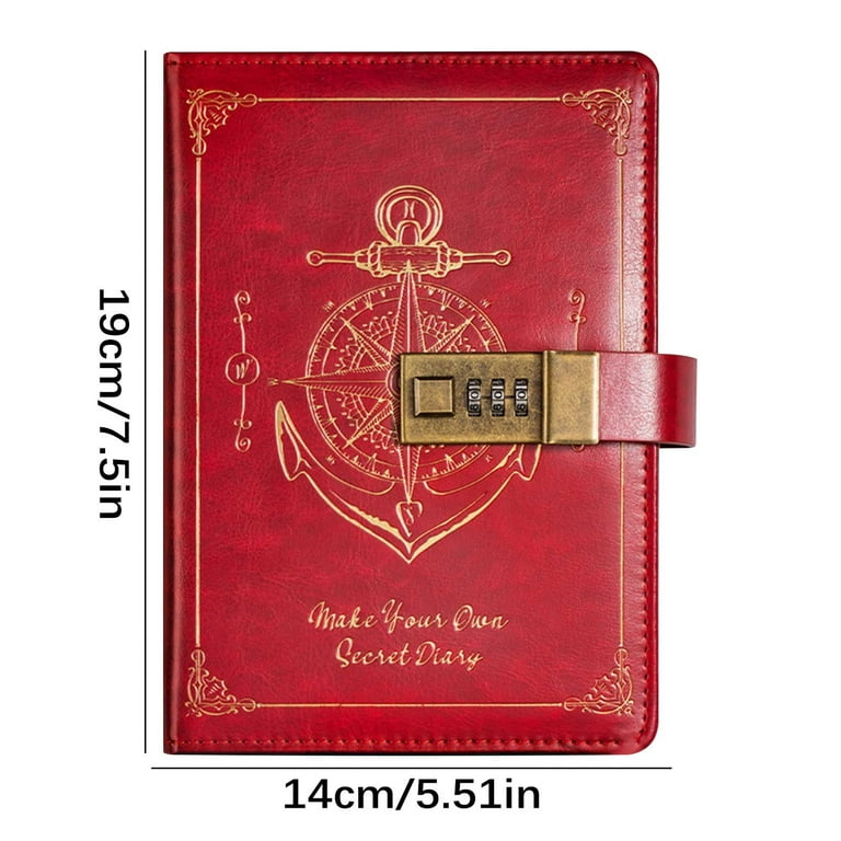 Diary with Lock,PU Leather Journal with Lock 224 Pages,Vintage