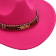 thumbnail image 4 of NOEGOEU Kids Cowboy Hat Boys Girls Western Cowboy Cowgirl Hat Classic Belt Buckle Felt Fedora Hats for 3-8Y (Hot Pink,3-8 Years), 4 of 4