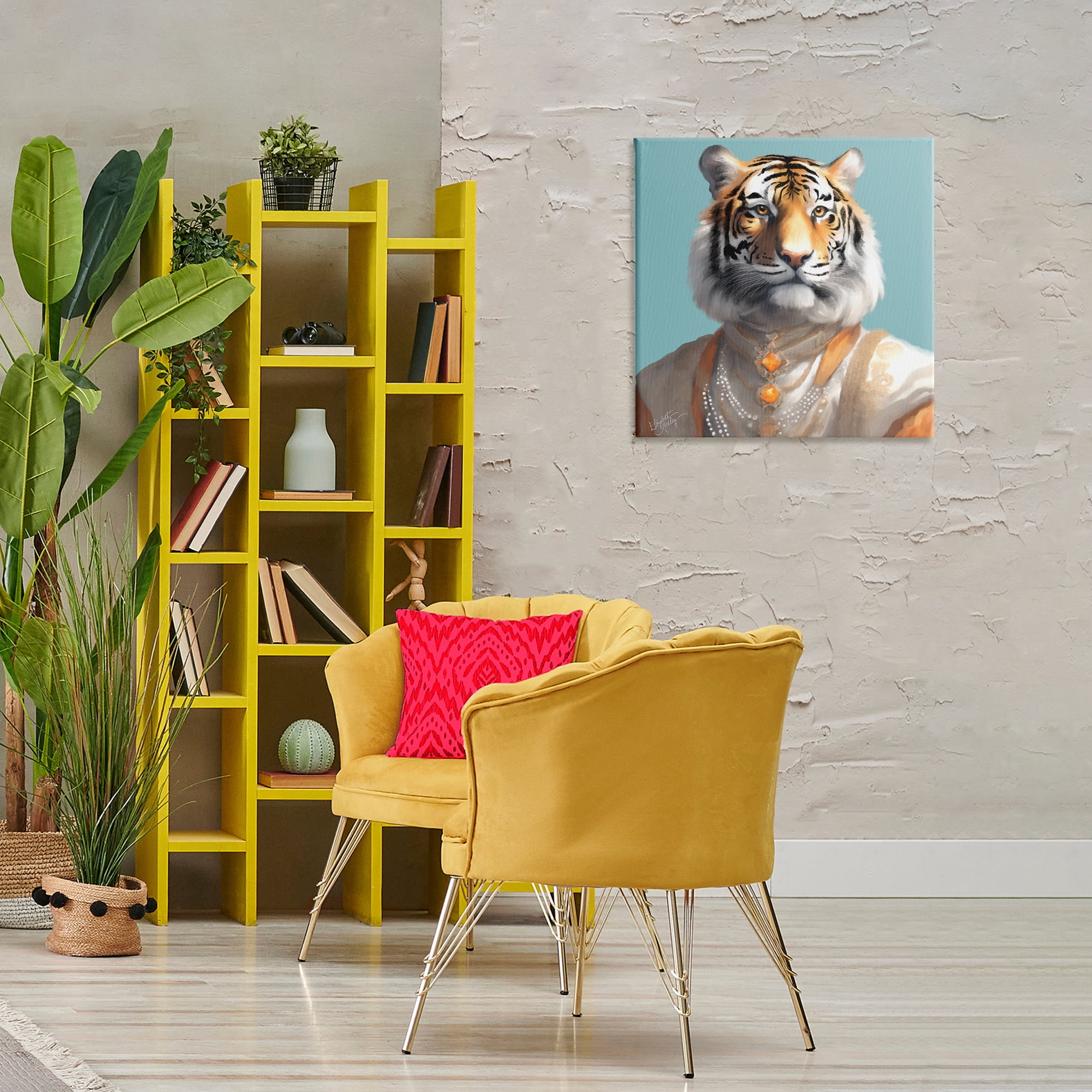 Stupell Industries Sir Prince Tiger Animals Painting Wrapped Canvas Art Print Wall Art, 24 x 24