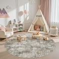 thumbnail image 3 of UERMEI 5'x5' Round Washable Area Rugs for Living Room, Modern Abstract Printed Rug, Vacuum-Friendly, Non Slip Indoor Rug for Bedroom Entryway Home Decor Carpet, Gold Brown, 3 of 6
