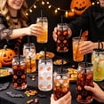thumbnail image 6 of Halloween Can Shaped Glass Tumbler with Lid and Straw, 20oz Clear Drinking Cup with Spooky Designs, Reusable Iced Coffee Cup for Home Office Party Fall Halloween Gift, 6 of 6