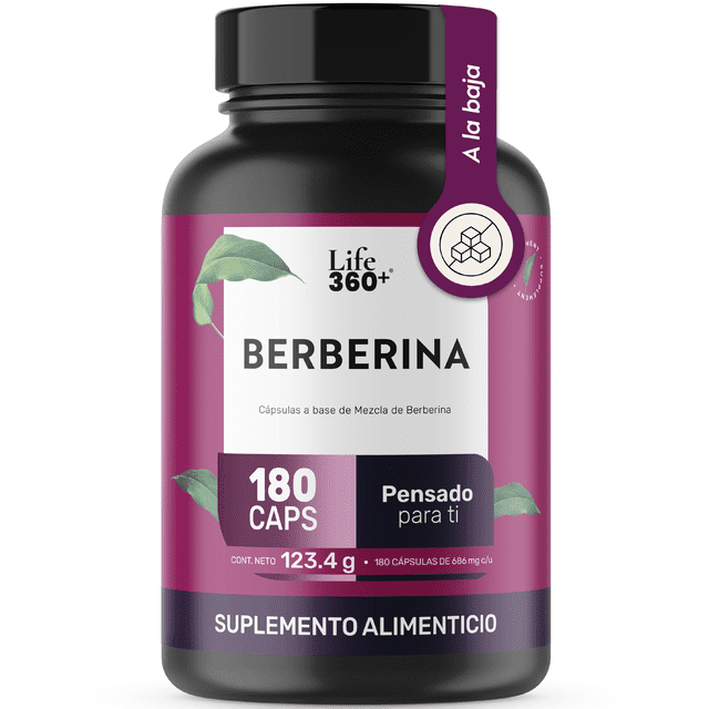LIFE 360+ Berberina | 1000 mg | 180 Cápsulas con Extracto de Berberina HCL | Ingredientes de origen natural | Inulina de Agave | Suplemento Alimenticio | Sin Colorantes Artificiales