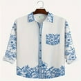 thumbnail image 1 of Men‘s Hawaiian Floral Cotton Linen Button Down Tropical Holiday Beach Shirts，Up to 5XL, 1 of 5