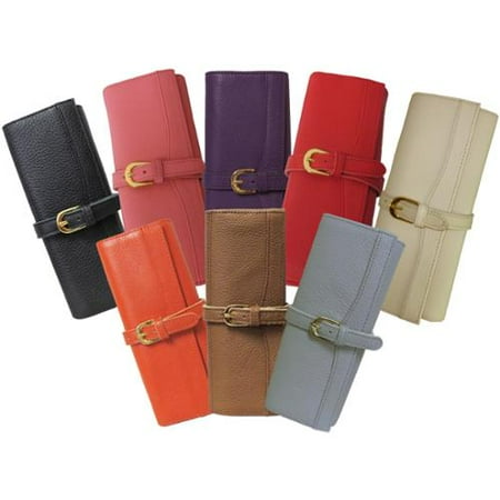 Amerileather Leather Jewelry Roll with Three Interior Pockets