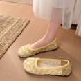 thumbnail image 6 of Dress Shoes for Women Round Closed Toe Flats Shoes Floral Lace Ballet Flats Dressy Comfortable Foldable Flats Low Heel Slip on Shoes Yellow, 6 of 9