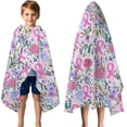 thumbnail image 3 of Pink Breast Cancer Hooded Bath Towel，50"x30" for Ages 3 To 12 Kids, Quick Dry Lightweight Soft Microfiber Hood Beach Towel Cover Up for Kids, 3 of 7